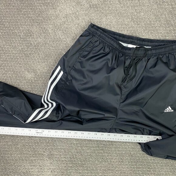 Vintage Y2K Adidas Windbreaker Pants Men's Medium Black White Track Jogger Nylon - Picture 14 of 15